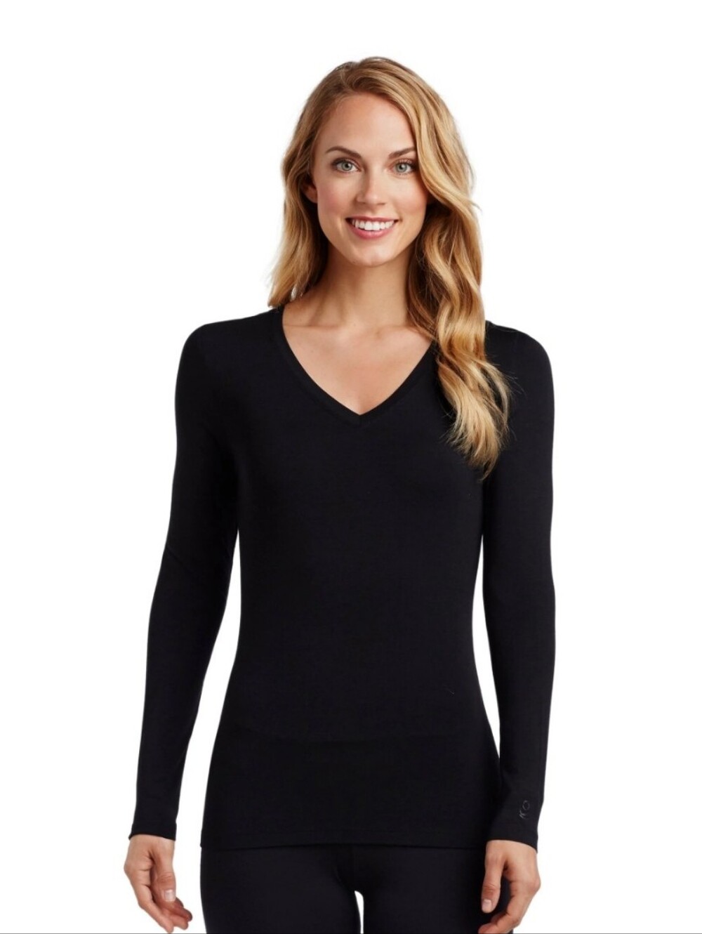 Women's Soft Long Sleeve Stretch V-Neck Knit Top - Cuddi Duds - S